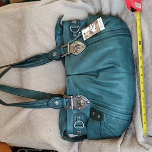 BRUCE MAKOWSKY NWT pine forest green soft leather bag